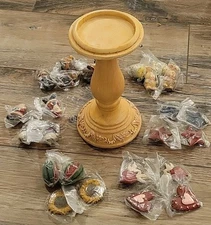 Rustic Pillar Candleholder Set Multi-Holiday Charms/Ornaments Swap With Seasons!