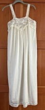 Vintage Gilead Ivory Nylon Nightgown Sheer Floral Lace Yoke Made in USA Medium