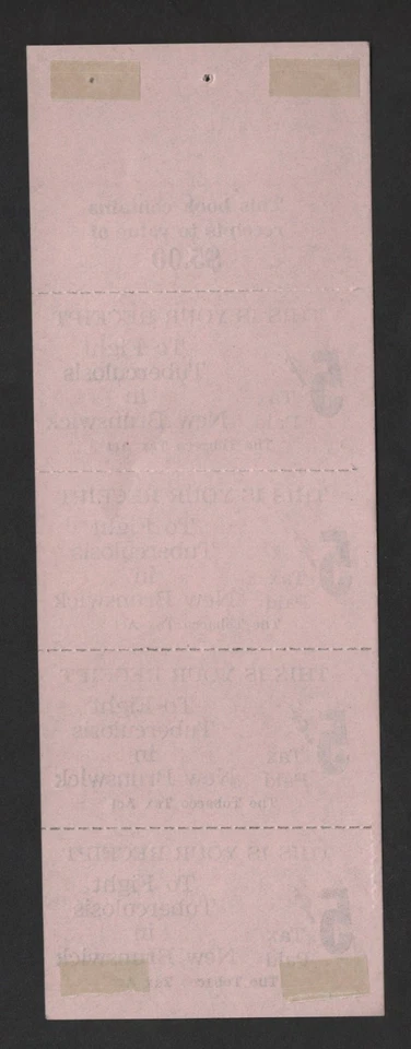 CANADA 1950s REVENUE NEW BRUNSWICK BOOKLET PANE OF 4 TOBACCO TAX ACT - Image 2 of 2