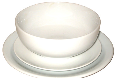3pc Lot PILLIVUYT White Sancerre Coupe 6'' Cereal Bowl 6'' & 8'' Plates France