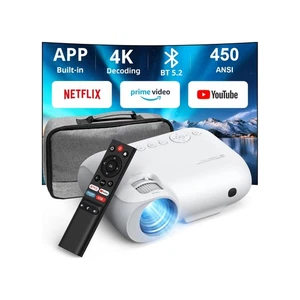 Projecteur intelligent avec WiFi et Bluetooth, sous licence officielle Netflix/Prime/Yo...