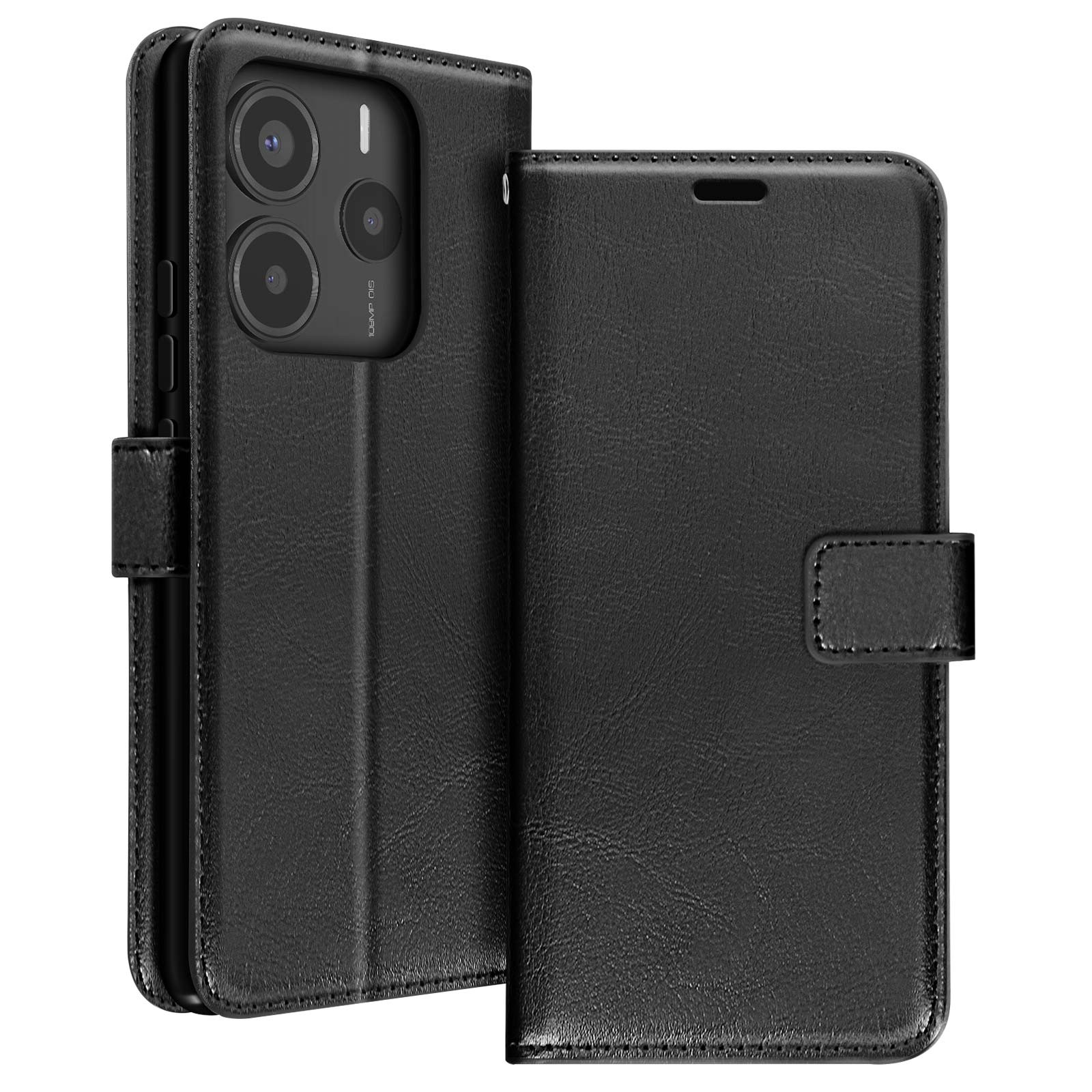 Coque Xiaomi Redmi Note 14 5G Mayaxess - Étui Portefeuille Noir avec Sangle Amovible