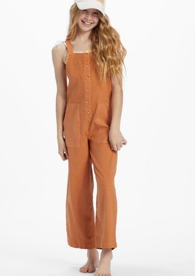 Billabong Kids Orange Play it Cool Overalls Girls Medium