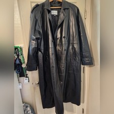 Pig Nappa Double Breasted Trench Coat LEATHER FULL LENGTH MEN TRENCH COAT Medium