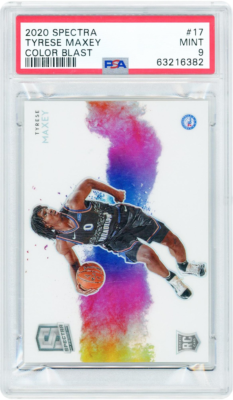 Tyrese Maxey 76ers 2020-21 Panini Spectra Color Blast #17 PSA 9 Rookie Card