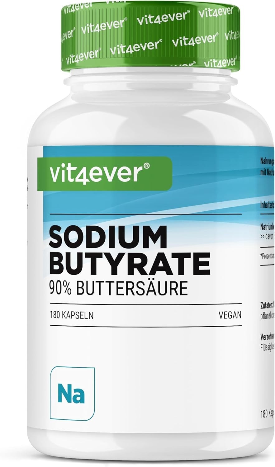 Sodio Butirrato Premium 90% Acido Butirrico | 600mg 180 Capsule