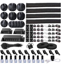 192-Piece Cable Management Kit for PC, TV, Desk, Car - NEW