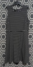 Talbots Women’s Knee Length Sleeveless Navy White Stripe A Line Dress Sz XL (A12
