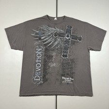 y2k Devotion Affliction Style Cross Graphic Shirt Size 2XL Goth Grunge Skate