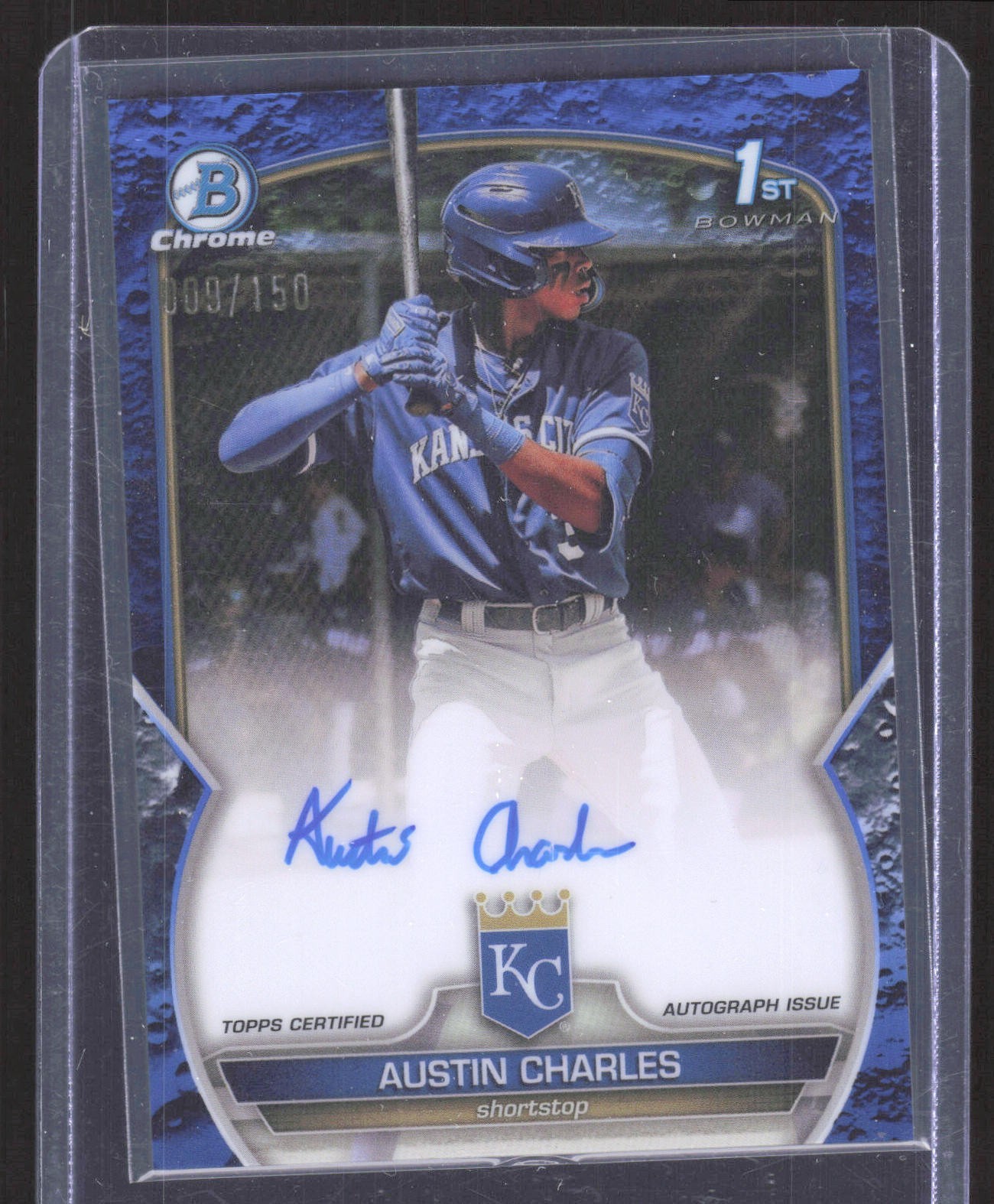 Austin Charles 2023 1st Bowman Chrome Blue Lunar Refractor Auto /150