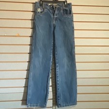 Cinch Boys Straight Leg Jeans Medium Wash Blue Low Rise Adjustable Waist 12 S