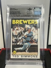 TED SIMMONS LEGENDARY JERSEY FUSION SIGNED AUTH 1986 TOPPS W/GAME USED RELIC