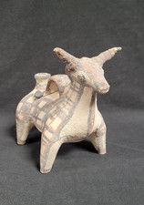 Terracotta Zoomorphic Askos (vessel/bottle) of a Bull - with "Museum Copy" tag