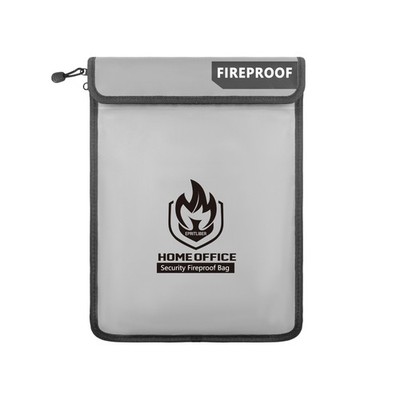 Fireproof Document Bag 15x11 Inch Waterproof Money Two Pockets Organizer Gray