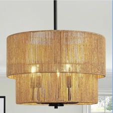 18 Rattan Chandelier Light Fixture Boho Large...