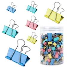 JANYUN 150Pcs Large Binder Clips 6 Assorted Sizes Paper Clamps Clip for Notes...