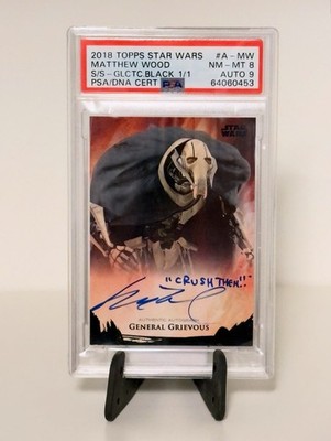 2018 Topps Star Wars General Grievous Matthew Wood Auto Black 1/1 PSA DNA