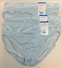 NWT 3 Warner's No Muffin Top Microfiber w/Lace Hi Cut Panties 5109 Blue Dot 8/XL