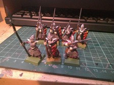 7 Dark Elf Spearmen WHFB Plastic Games Workshop 1997 2 shields & 1 left arm miss