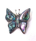 Vtg Lot of 2: Alpaca Silver Abalone Shell Butterfly Brooch Pin & Small Pendant — photo 2