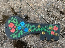 Vintage Hand Painted Floral Wooden Key Holder For Wall