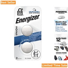 3V Child-Safe Lithium Coin Batteries 2-Pack with Color Alert and Bitter Coating