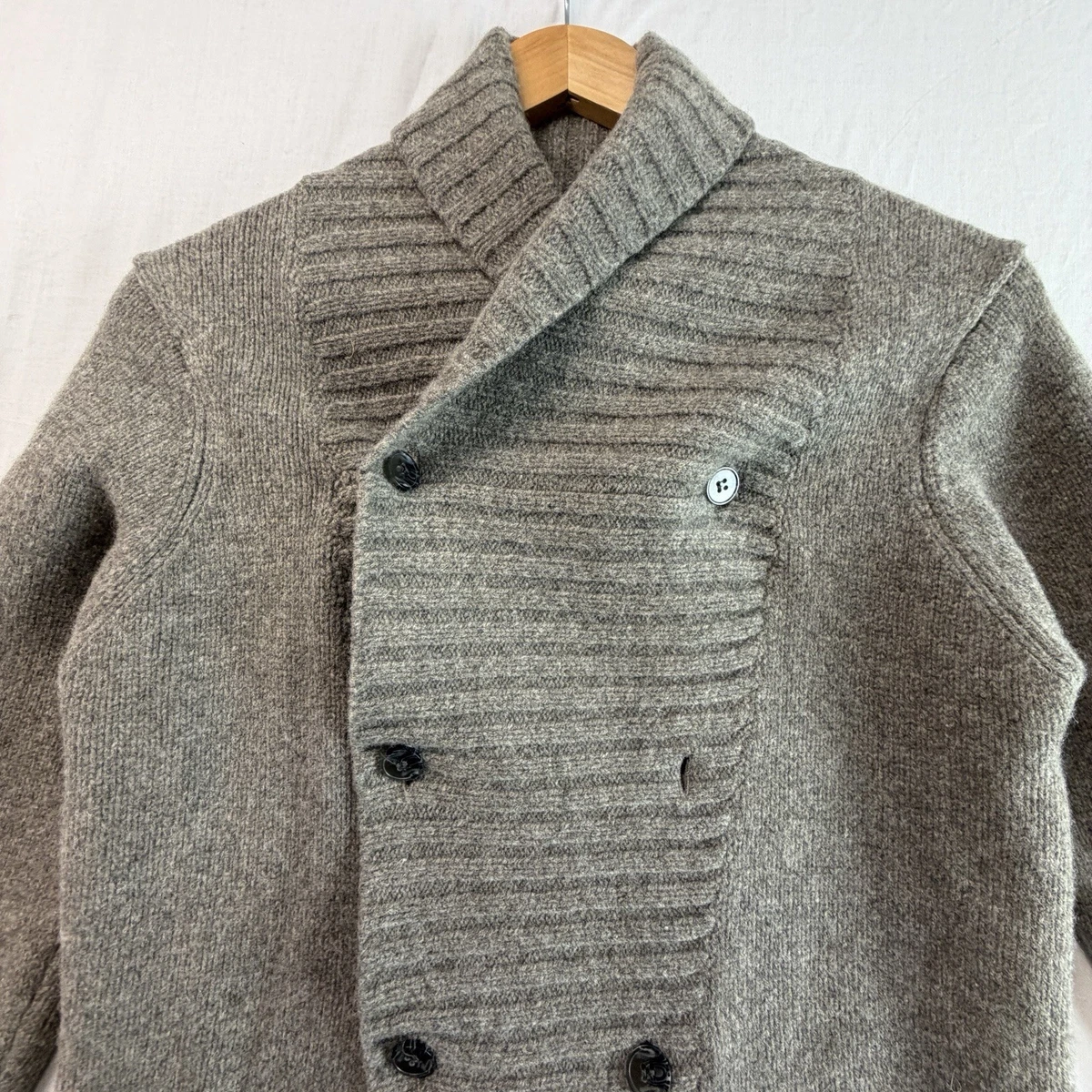 Chaqueta Cárdigan AllSaints Spitalfields Gris Doble Pecho Cuello Chal Talla M
