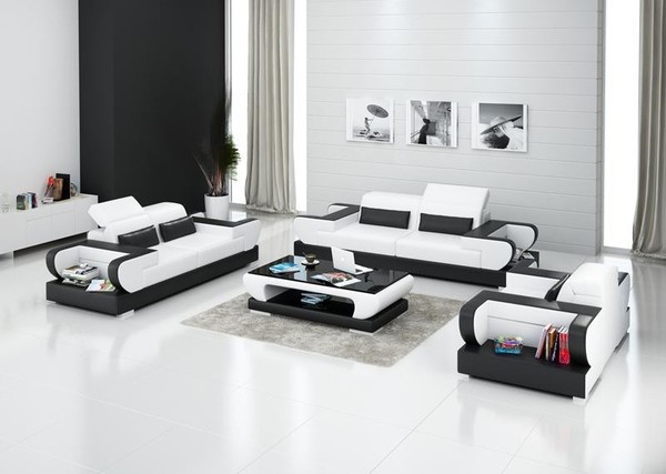 Ledersofa Couch Wohnlandschaft 3+2+1 Sitzer Garnitur Design Modern Sofa Mit Usb-image