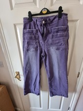 Plus Size Distressed Wide Leg High Waist Purple Jeans Size 18s