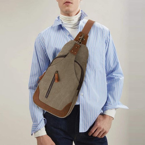 Canvas Sling Bag Crossbody Backpack Shoulder Casual Rucksack for Men Women - Foto 7 di 7