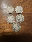 LOT OF 5 BARBER QUARTERS QUARTER SILVER SCRAP COLLECT MELT NO RESERVE