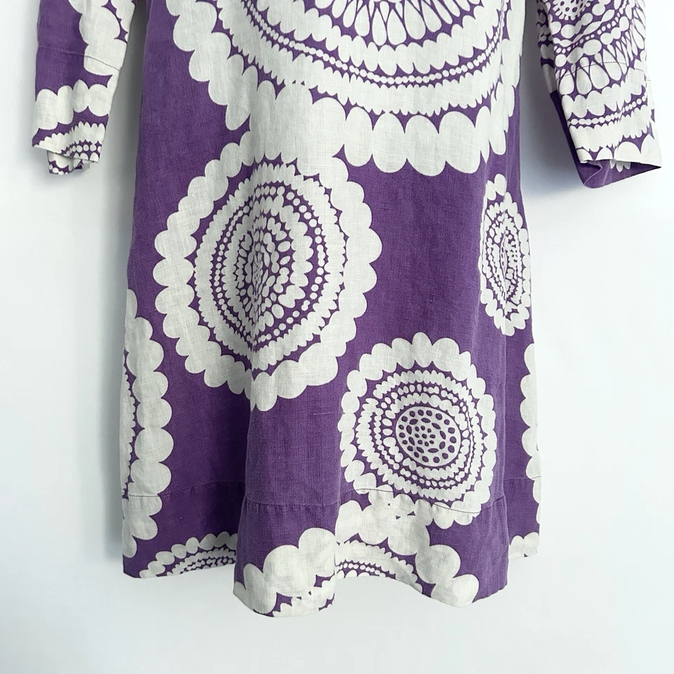 Boden Womens 100% Linen Artsy Boho Dress Size 10 Whimsical Preppy Retro Hippie - Image 3 of 4