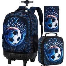 TXHVO 3Pcs Rolling Backpack for Boys Men, Kids Roller Bookbag with Wheels, So...