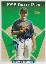 Jimmy Baron San Diego Padres Draft Pick Personally Autographed Card