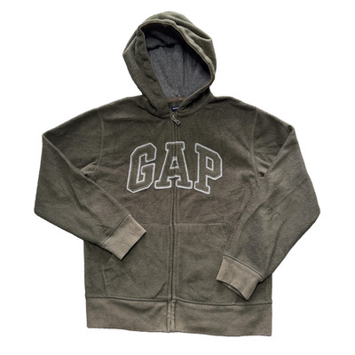 Gap Kinder Fleece Hoodie XL 12 grün Full Zip Logo Freizeit Fleece gebraucht