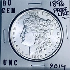 1896 BU GEM MORGAN SILVER DOLLAR UNC MS+++ U.S. MINT RARE COIN 9014