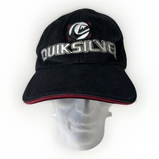 Quiksilver Surfing Baseball Cap Spell Out w/Logo Flexfit Hat Black - VG