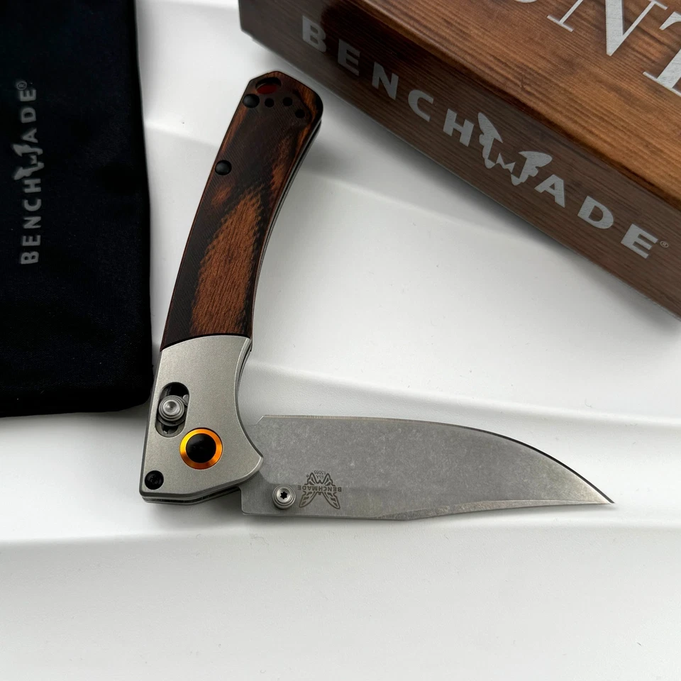 Cuchillo Plegable Benchmade 15085-2 Mini Crooked River CPM-S30V GRIS Aluminio Madera Foto 4 de 4