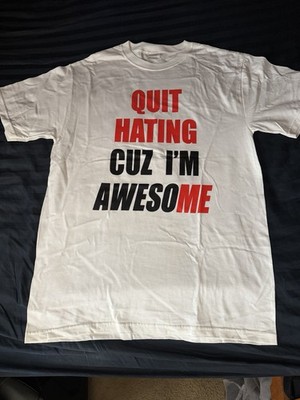 Quit Hating Awesome Red Black T-Shirt Clothing Graphic Tee Men s Size Medium