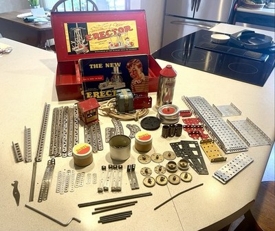 VTG 1930s-50s A.C. Gilbert Erector Set No 7 1/2 Engineer s Set & Working Motor
