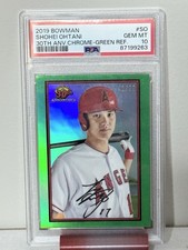 Shohei Ohtani 2019 Bowman 30th Anniversary Chrome Green /99 PSA 10 POP 3