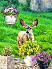 Artist Trading Card 2.5 x 3.5 ACEO Backyard Friends Digital Painting