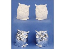 Eulen-Quartett in weiß und silber Deko-Figur Eule Kauz 4er Set