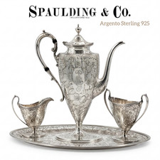 Rare Spaulding & Co Coffee/Tea Set, 1890 - 925 Sterling Silver, Numbered