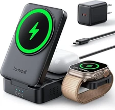 Lamicall Wireless Charging Station for MagSafe - 3 in 1 Wireless Foldable Charge