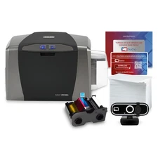 Fargo DTC1250e Single Sided ID Card Printer & Complete Supplies Package Bronze .
