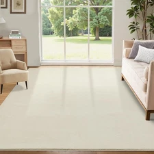 GlowSol Washable Solid Wool Rug 9x12 Area Rugs for Living Room, Super Soft