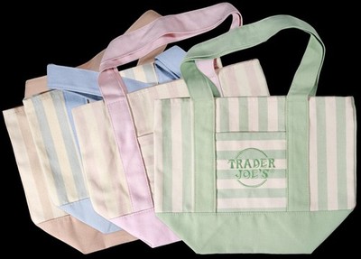 NWT Limited Edition Trader Joe's Striped Mini Canvas Tote Bag set
