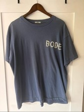 BODE Pearly Tee Men's XL Blue Pearl Button Logo Cotton T-Shirt