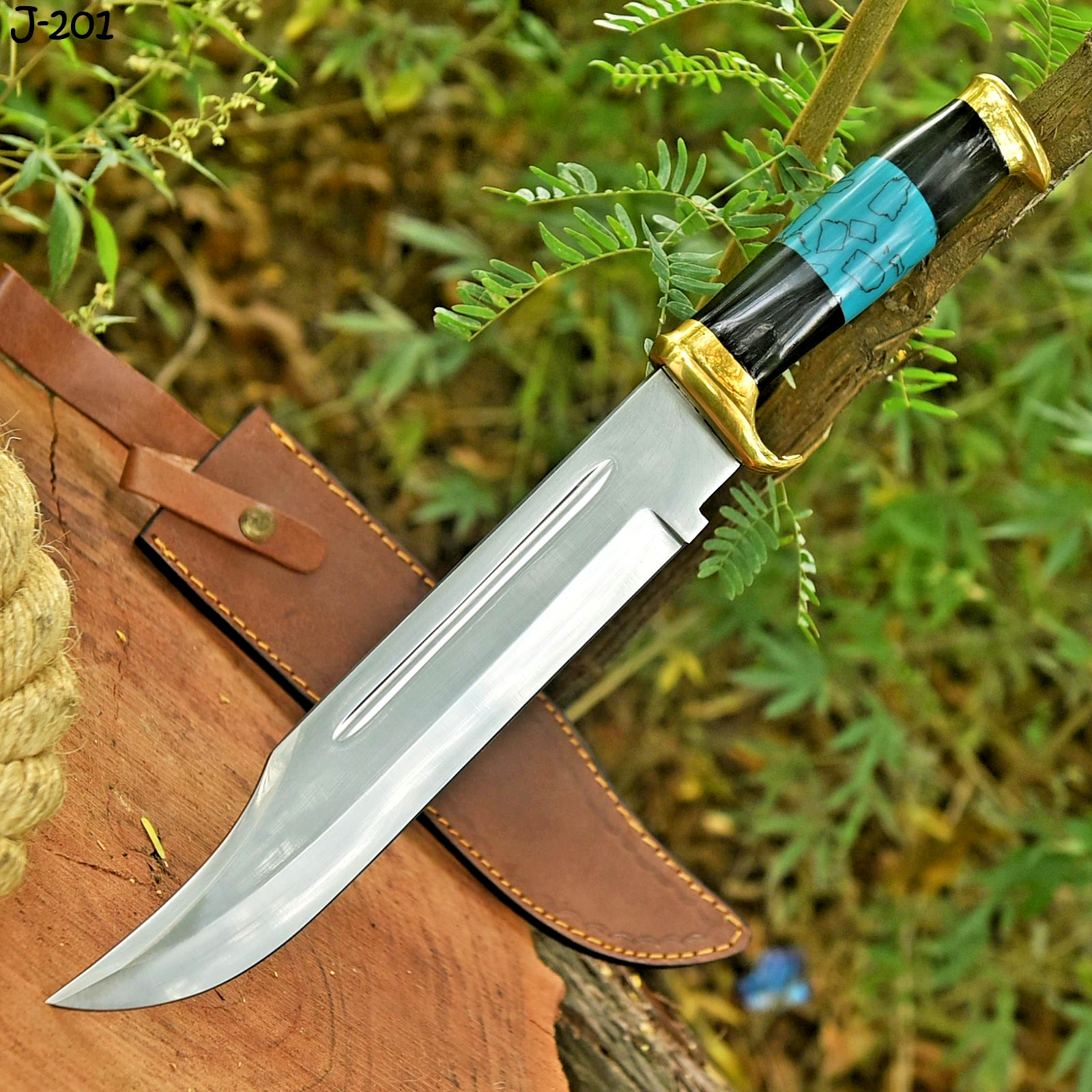 17 inch Handmade Carbon Steel Fix Blade Jim Bowie Knife Dundee Case